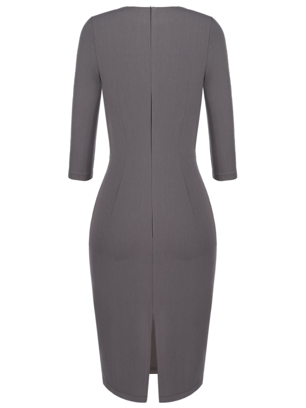 Gray  Belt Solid Pencil Dress