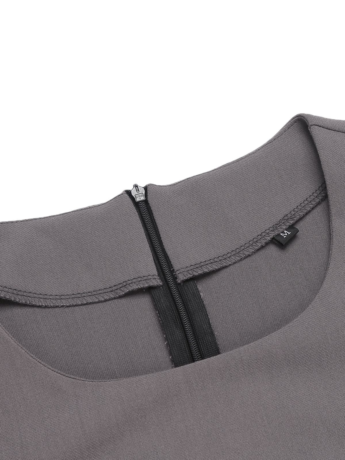 Gray  Belt Solid Pencil Dress