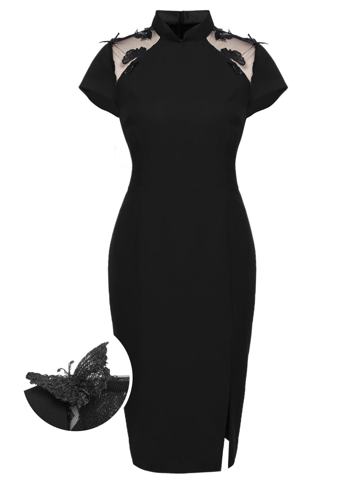 Black  Butterfly Backless Pencil Dress