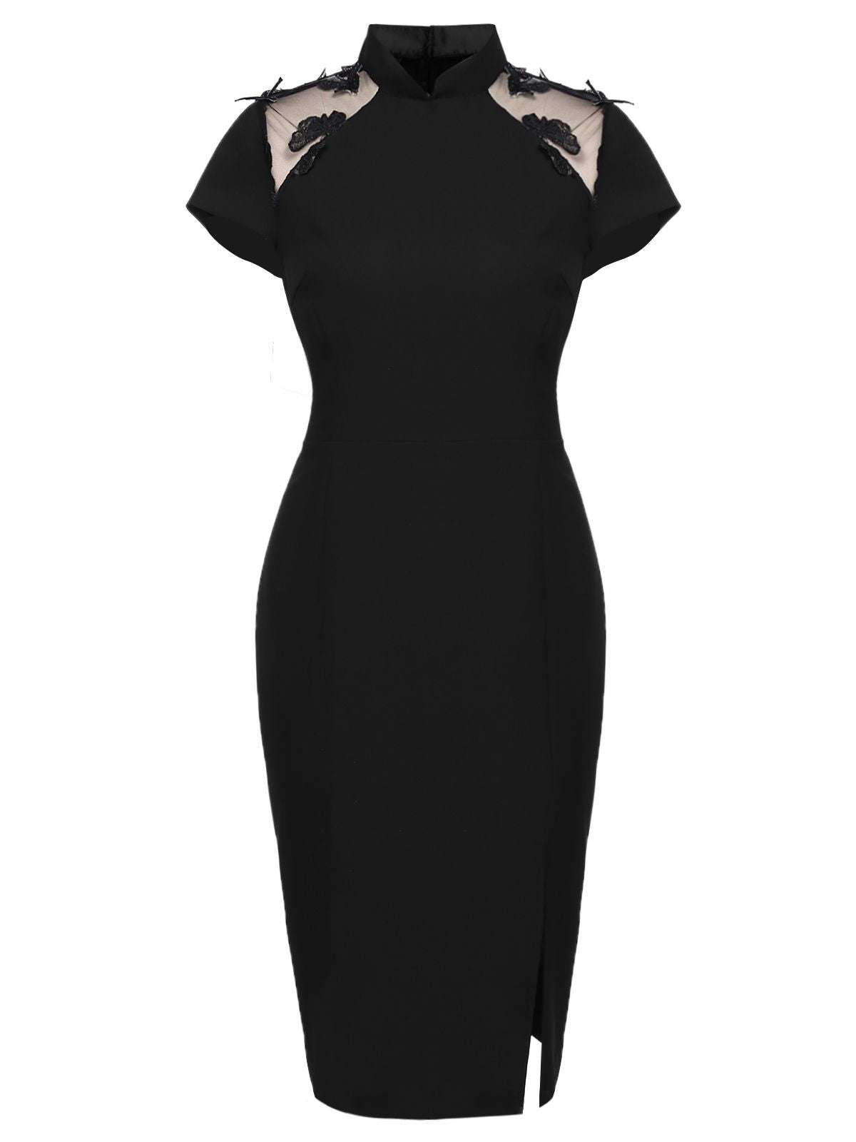 Black  Butterfly Backless Pencil Dress