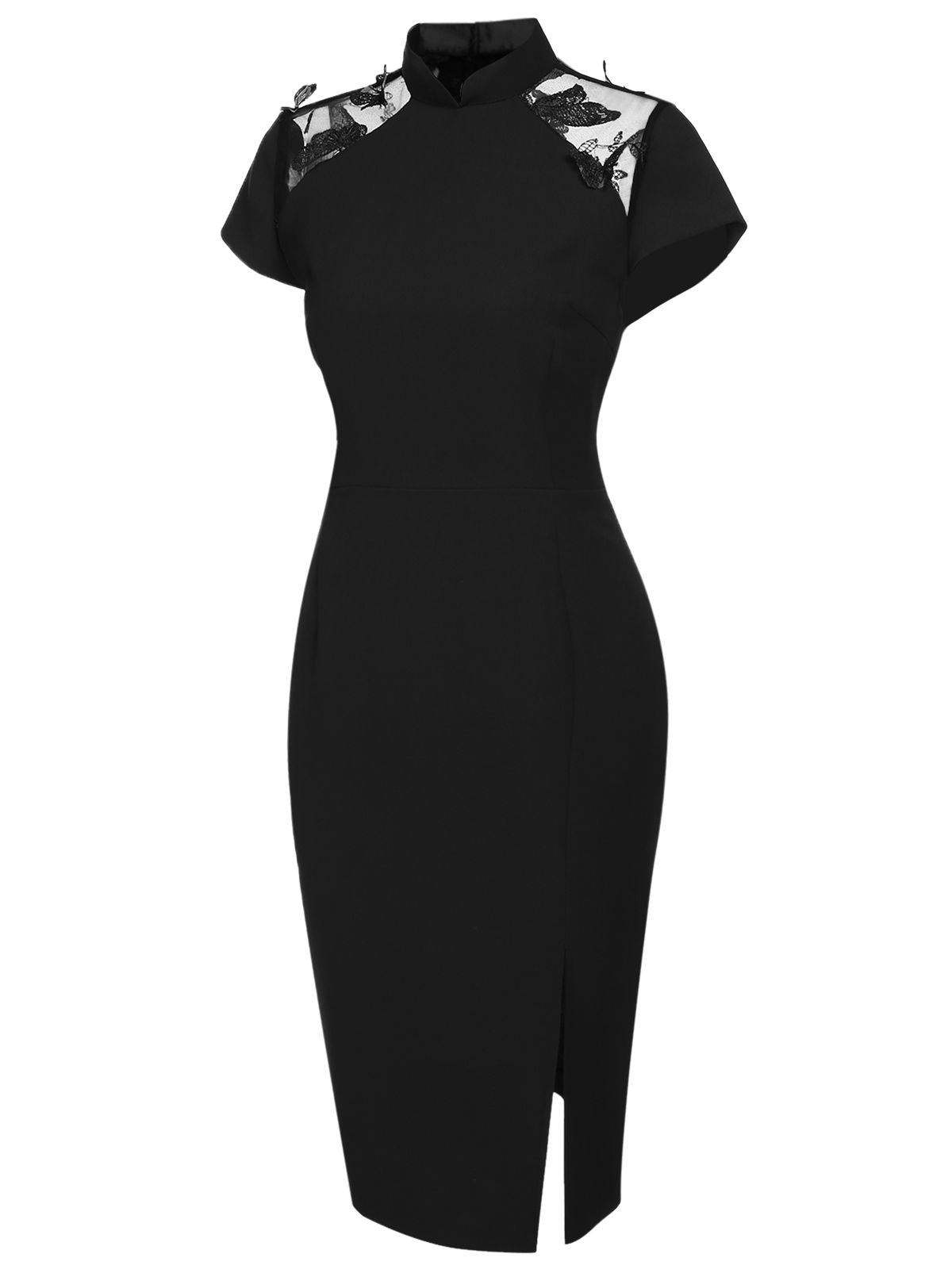 Black  Butterfly Backless Pencil Dress