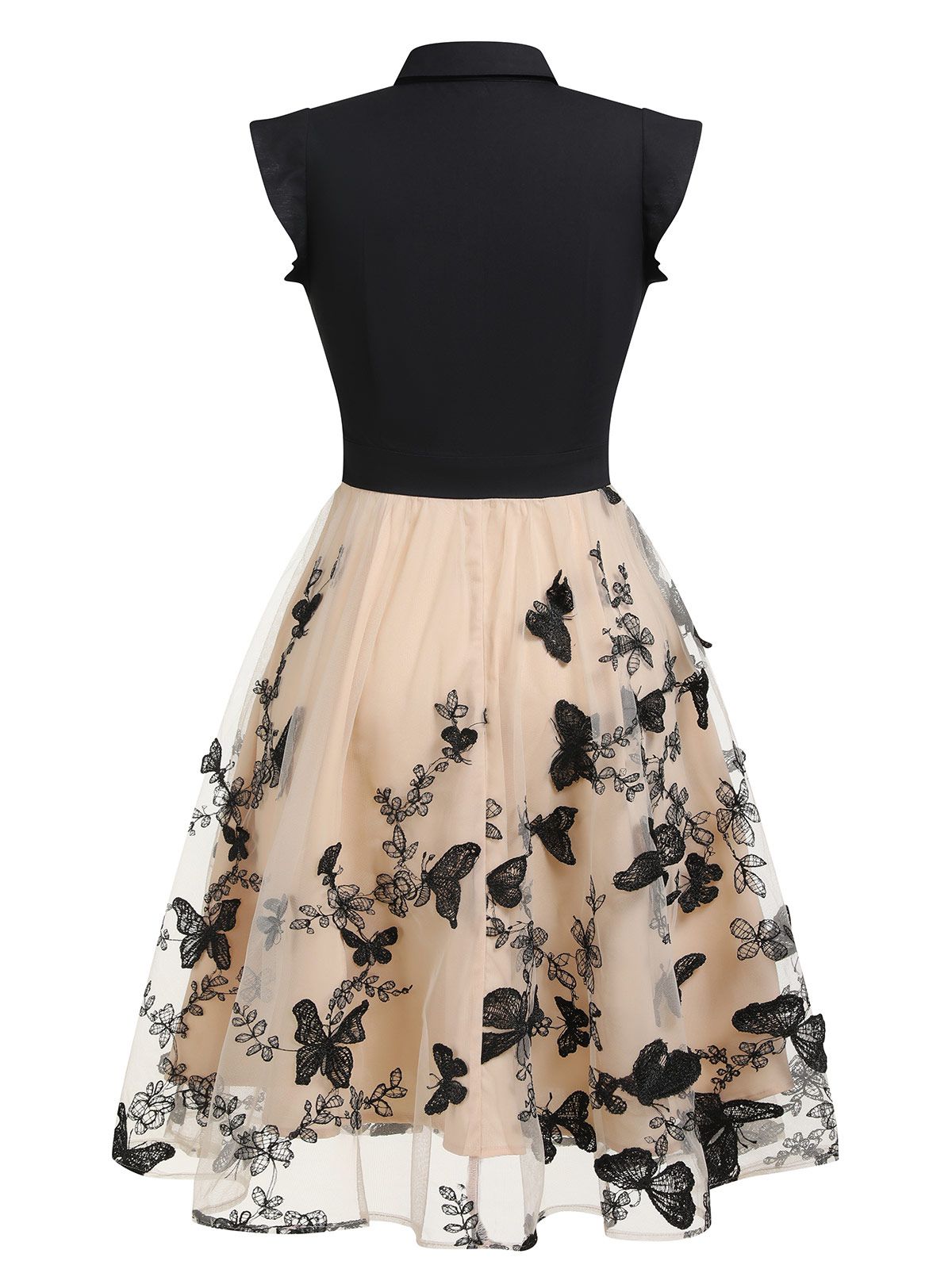 Black Butterfly Patchwork Vintage Dress