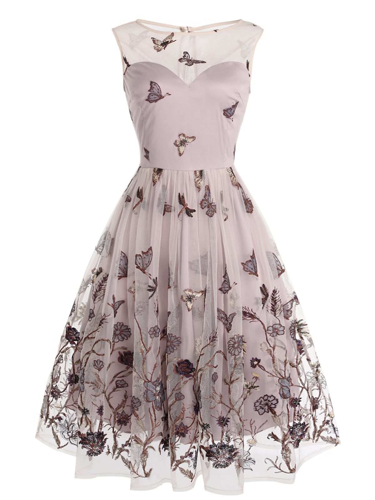 Purple Butterfly Lace Swing Dress