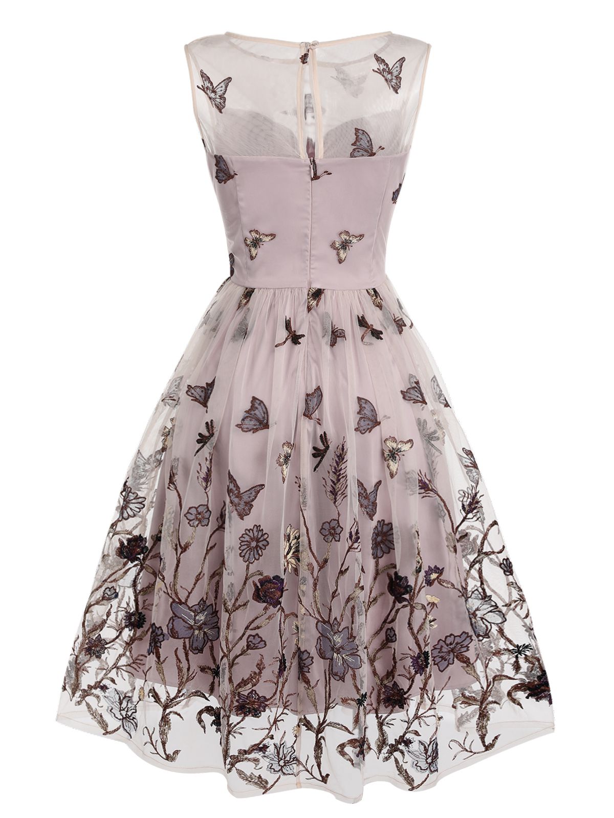 Purple Butterfly Lace Swing Dress