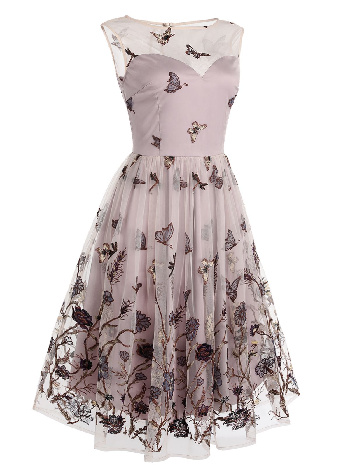 Purple Butterfly Lace Swing Dress