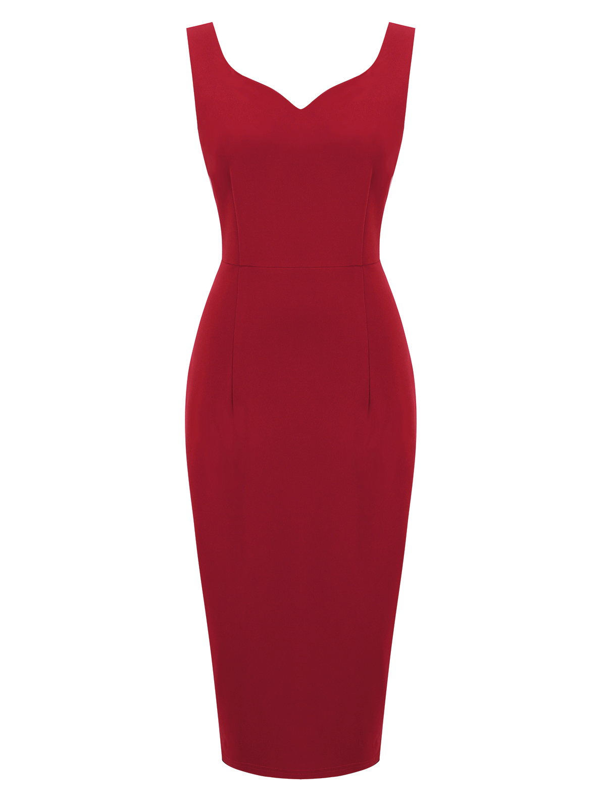 Red  Heart Collar Solid Pencil Dress