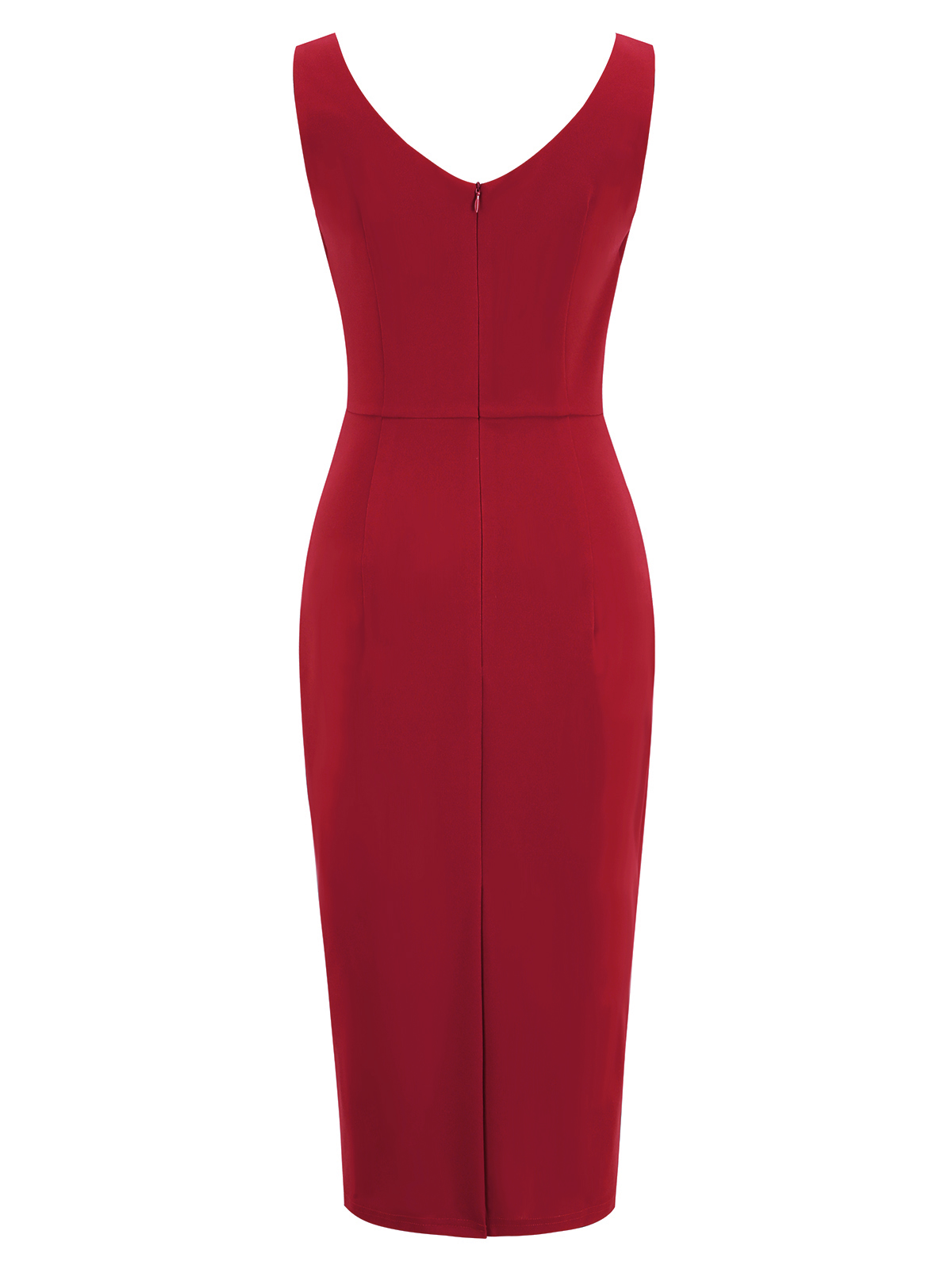 Red  Heart Collar Solid Pencil Dress