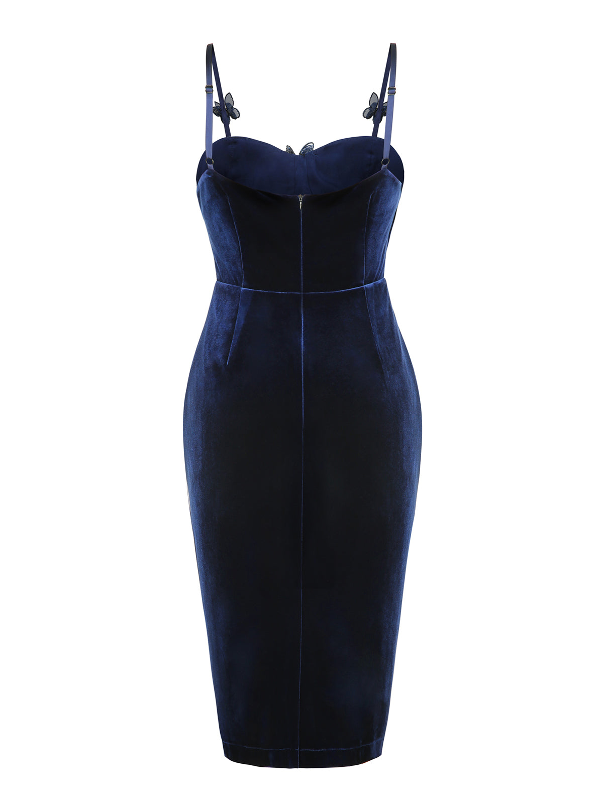 Blue  3D Butterfly Velvet Pencil Dress