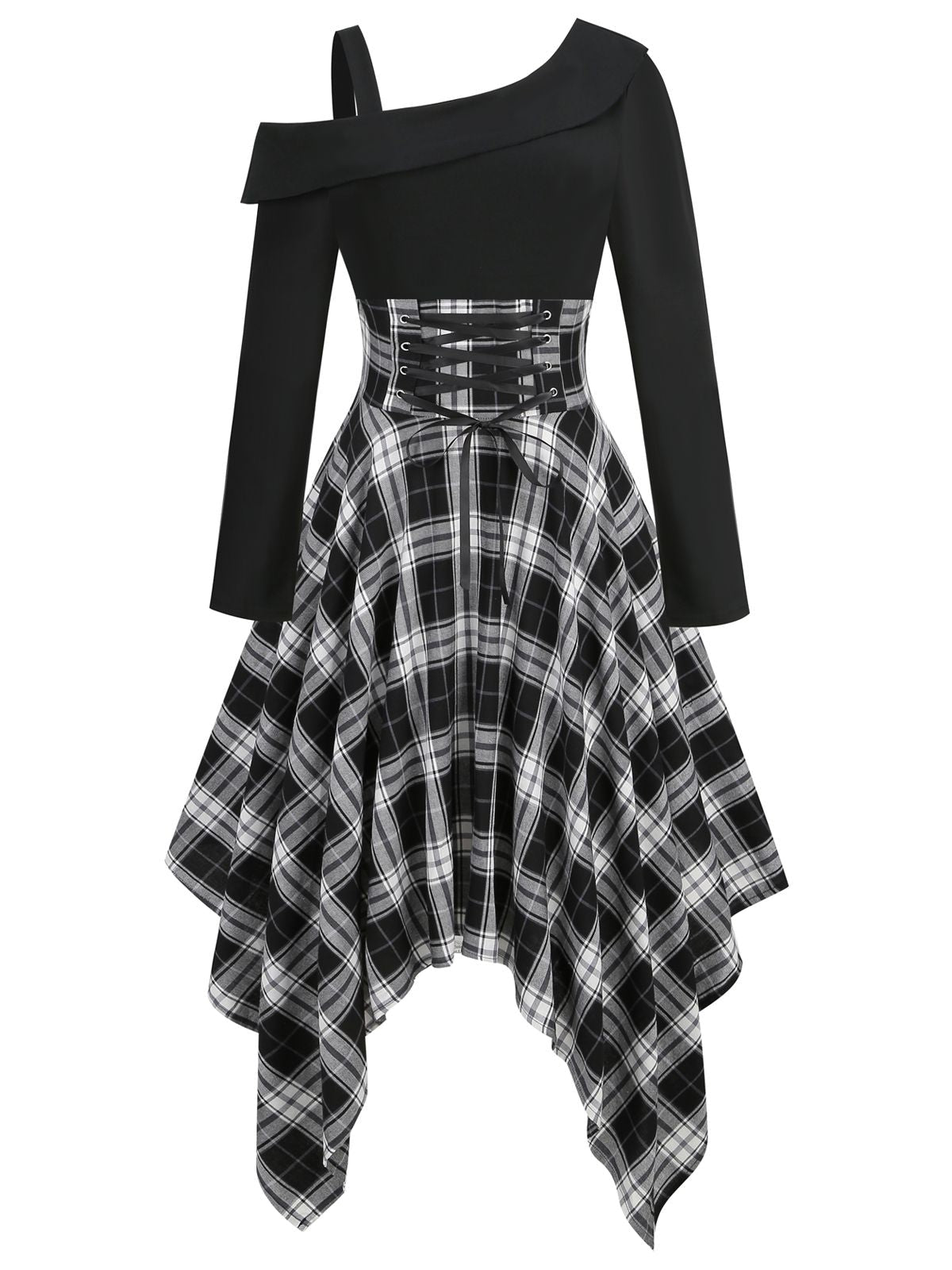 Long Sleeve Patchwork Swing Dress