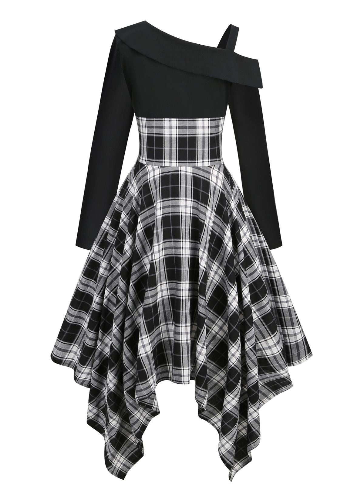 Long Sleeve Patchwork Swing Dress