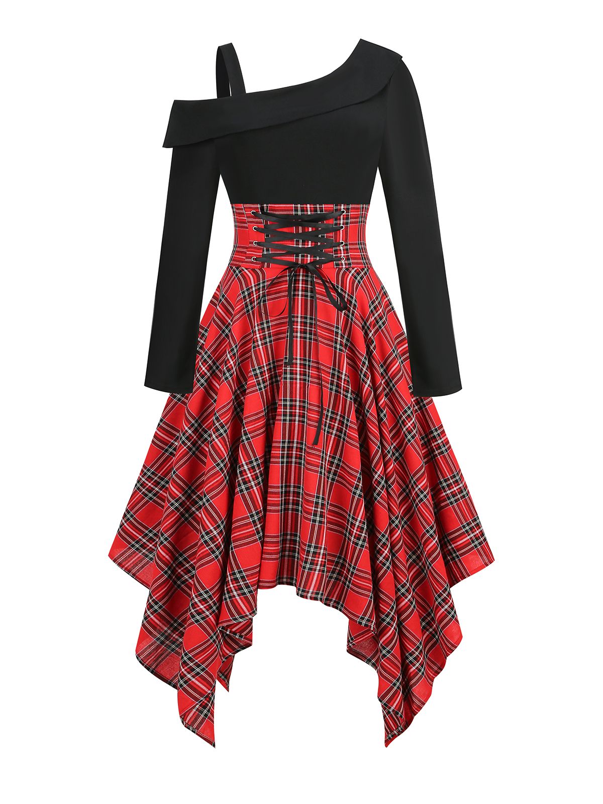 Long Sleeve Patchwork Swing Dress