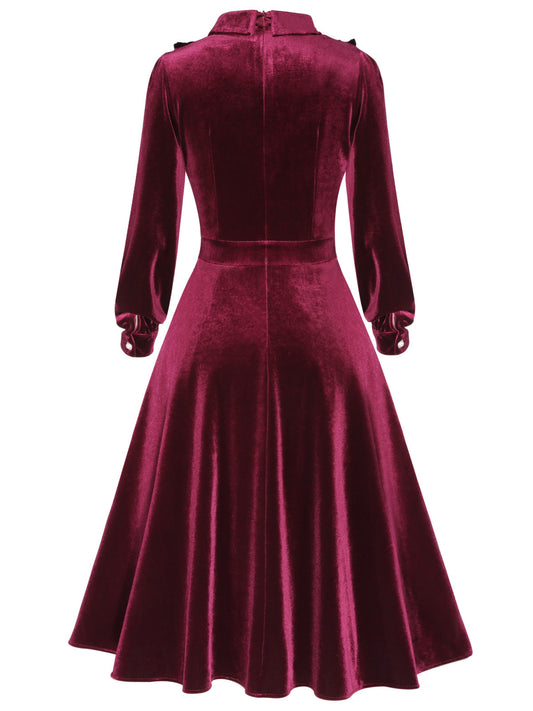 Long Seelve Velvet Swing Dress