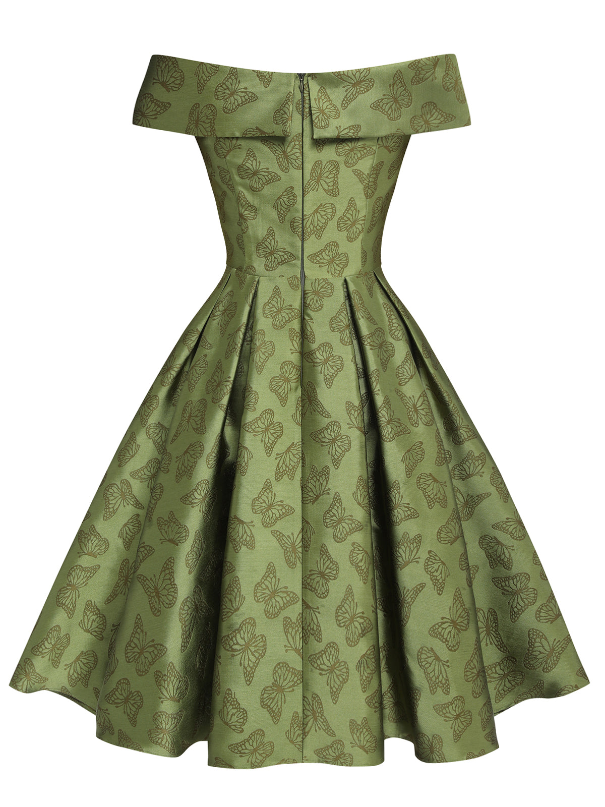 Green Off-Shoulder Vintage Dress