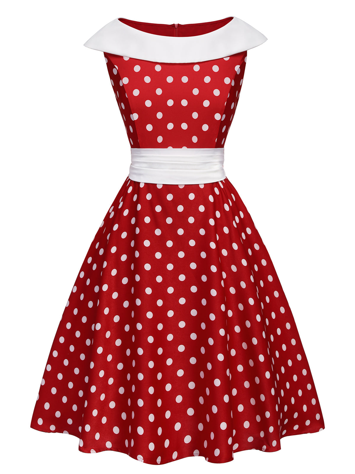 Red Dots Patchwork Swing Dress