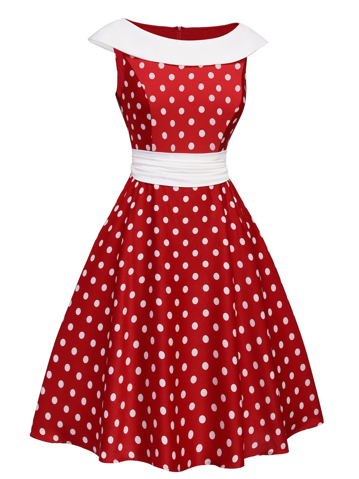 Red Dots Patchwork Swing Dress