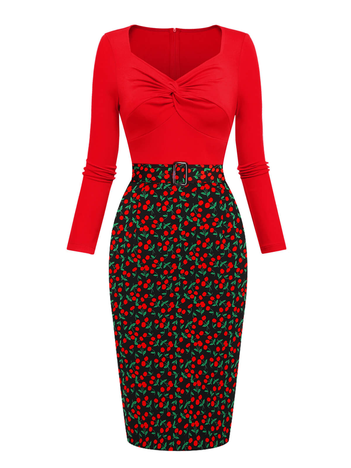 Red  Cherry Vintage Pencil Dress