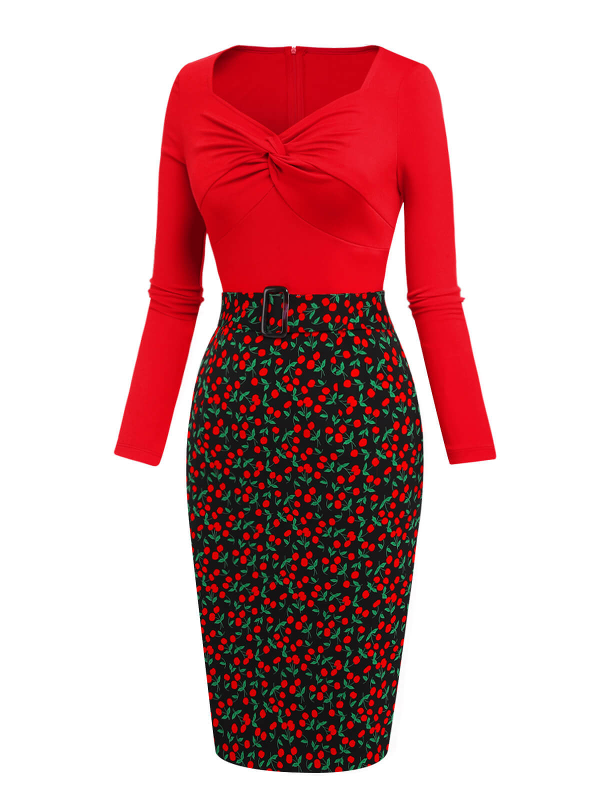 Red  Cherry Vintage Pencil Dress