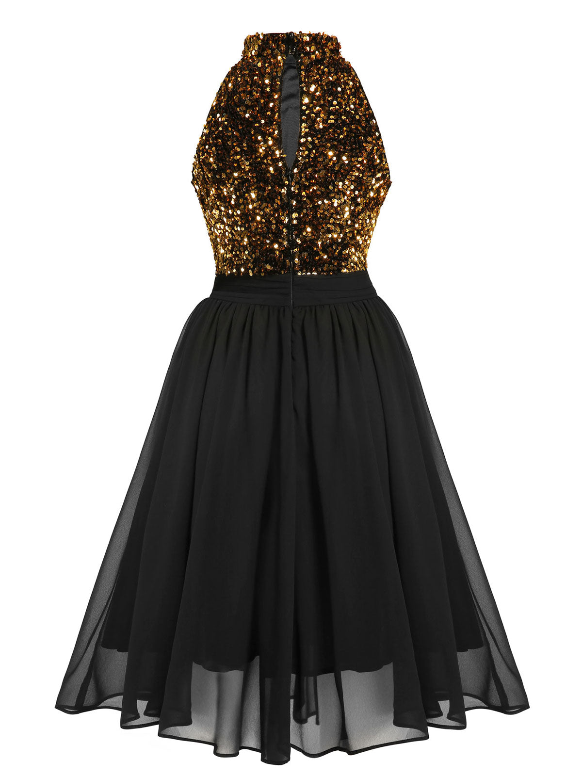 Black Gold Glitter Patchwork Dress