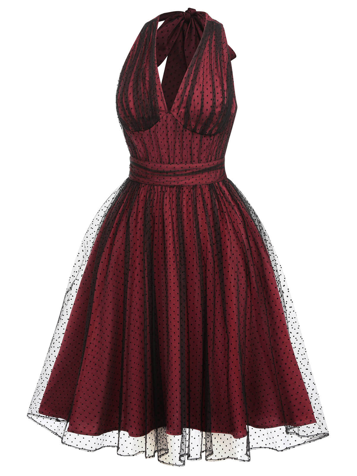 Red Dots Mesh Swing Dress