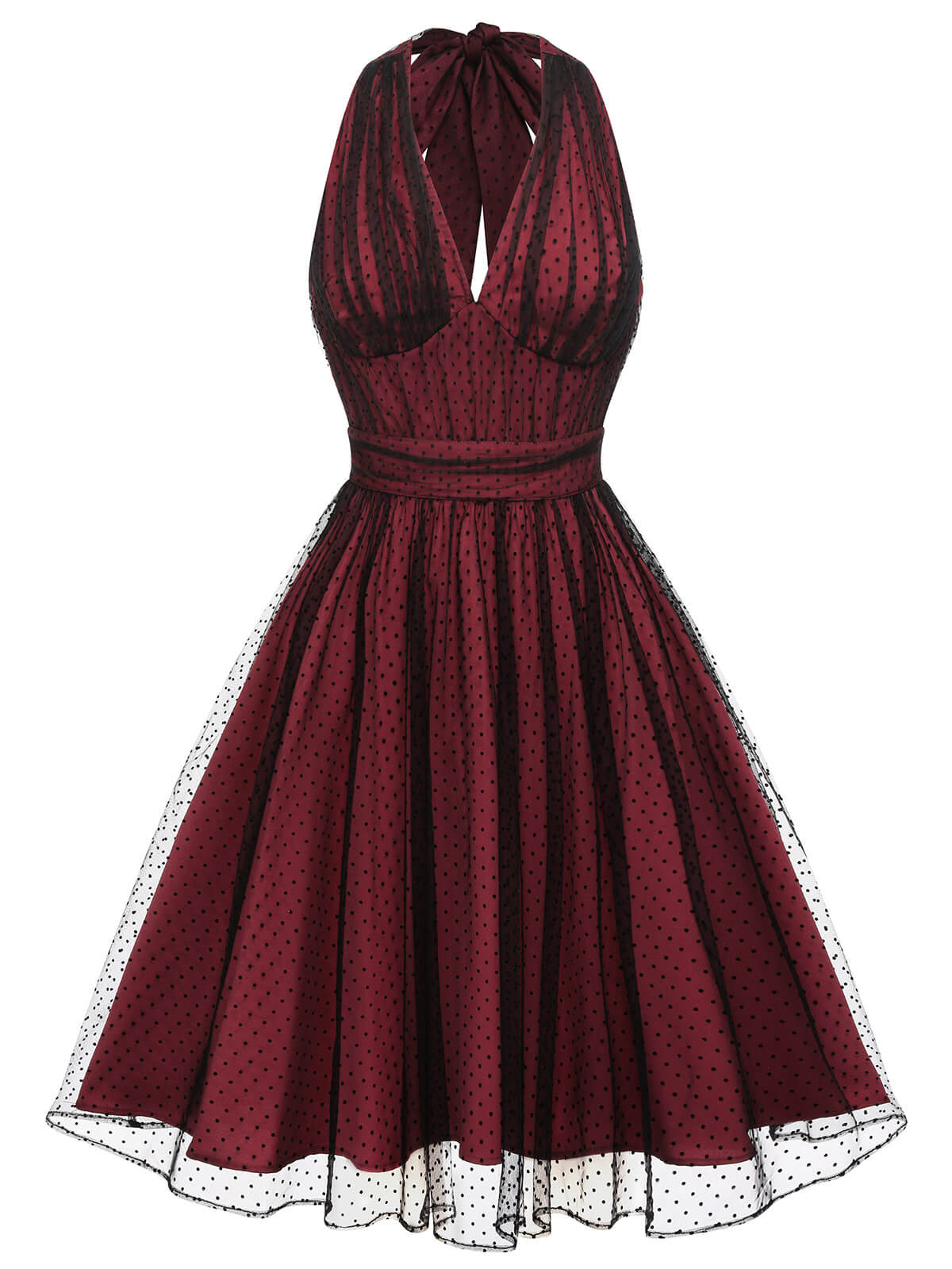 Red Dots Mesh Swing Dress