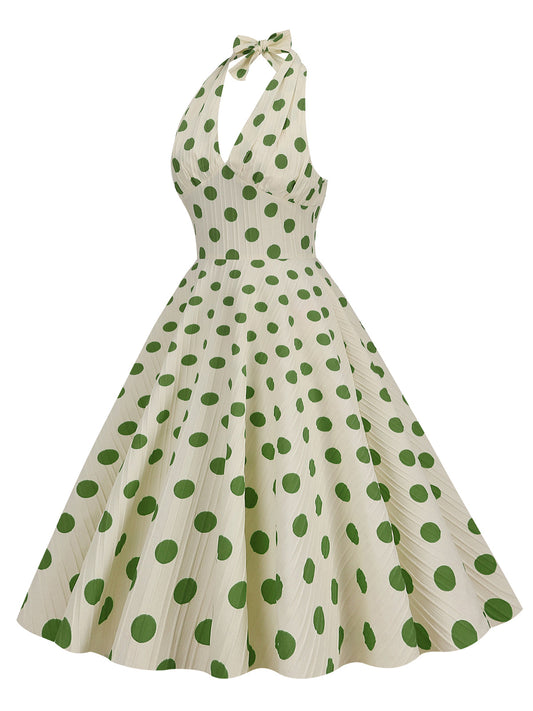 Polka Dot Halter Swing Dress