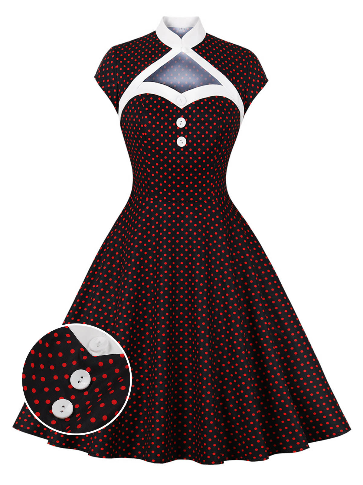 Polka Dots Heart Collar Dress