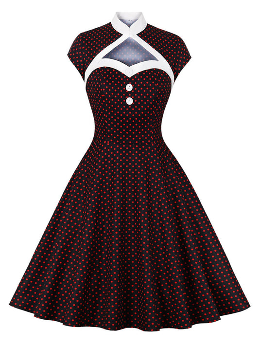 Polka Dots Heart Collar Dress