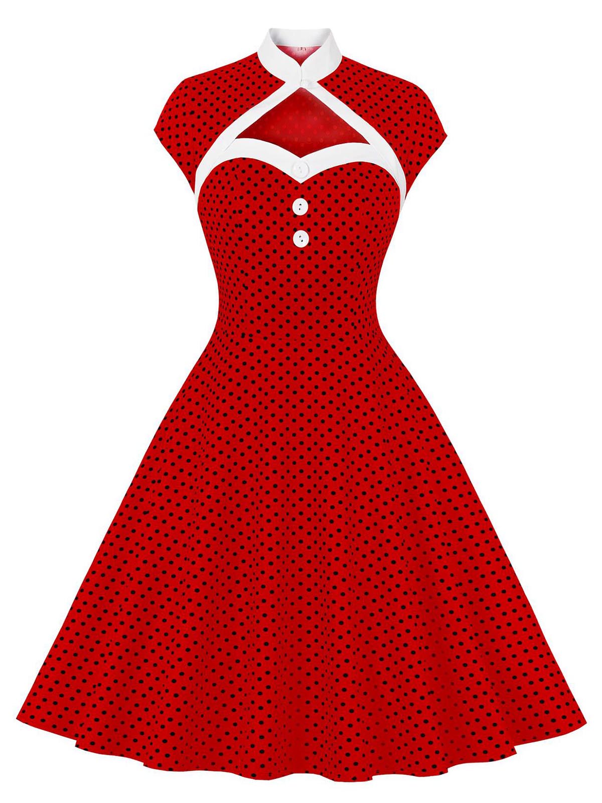 Polka Dots Heart Collar Dress