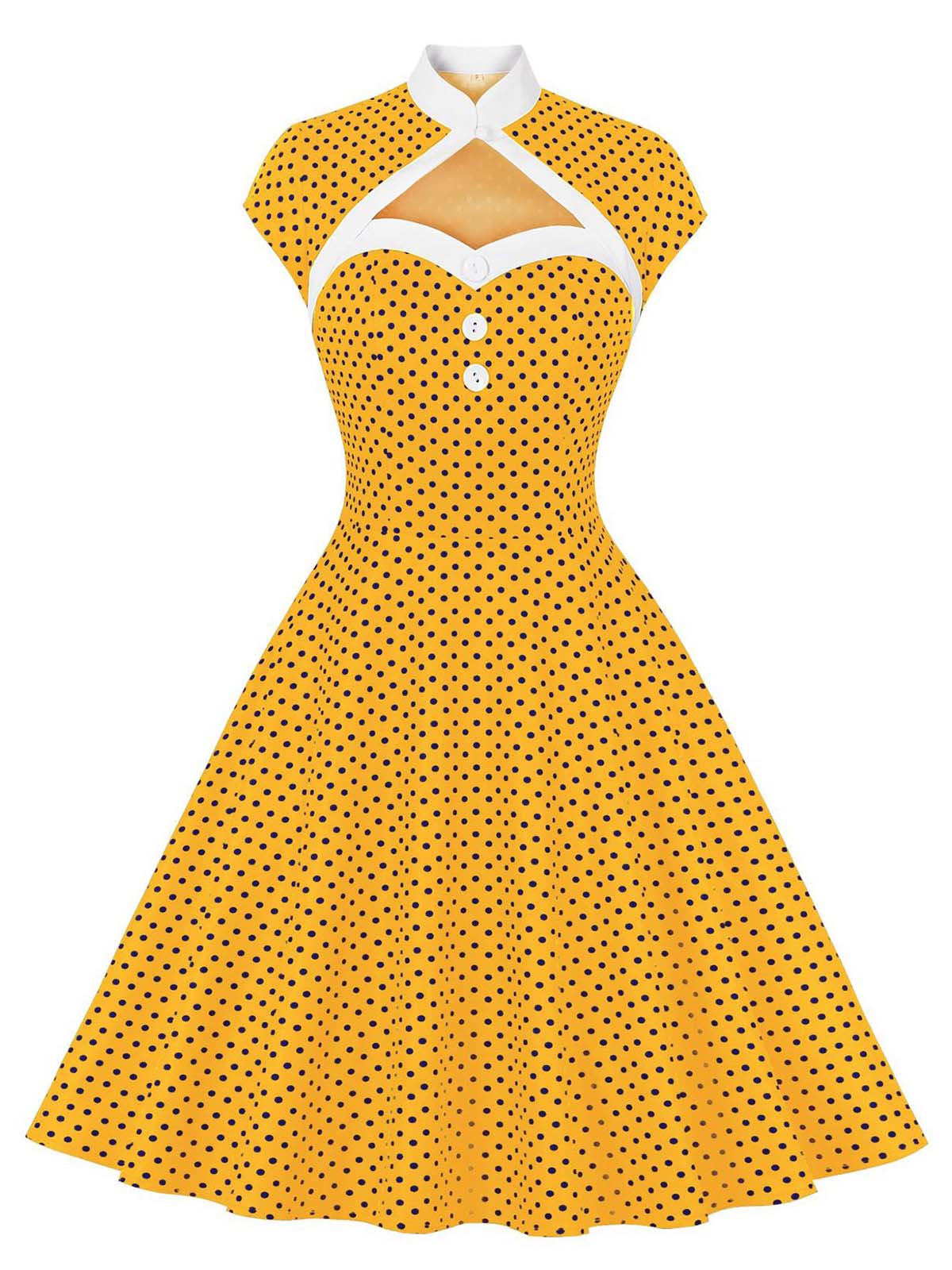 Polka Dots Heart Collar Dress