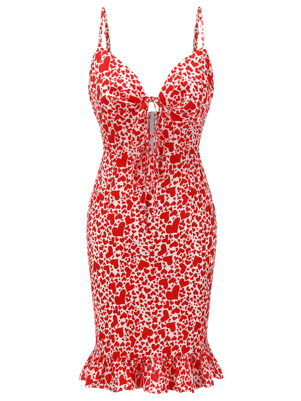 Red  Heart Strap Fishtail Dress