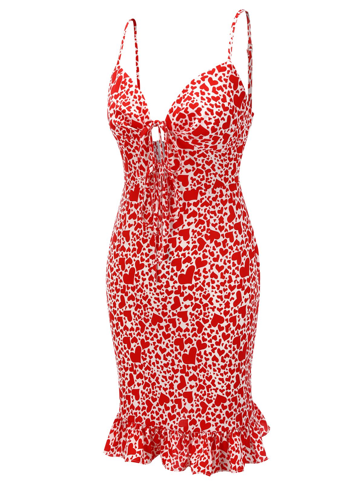 Red  Heart Strap Fishtail Dress