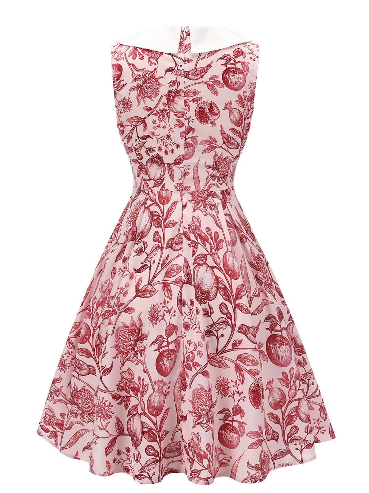 Red Floral Bow Lapel Sleeveless Dress