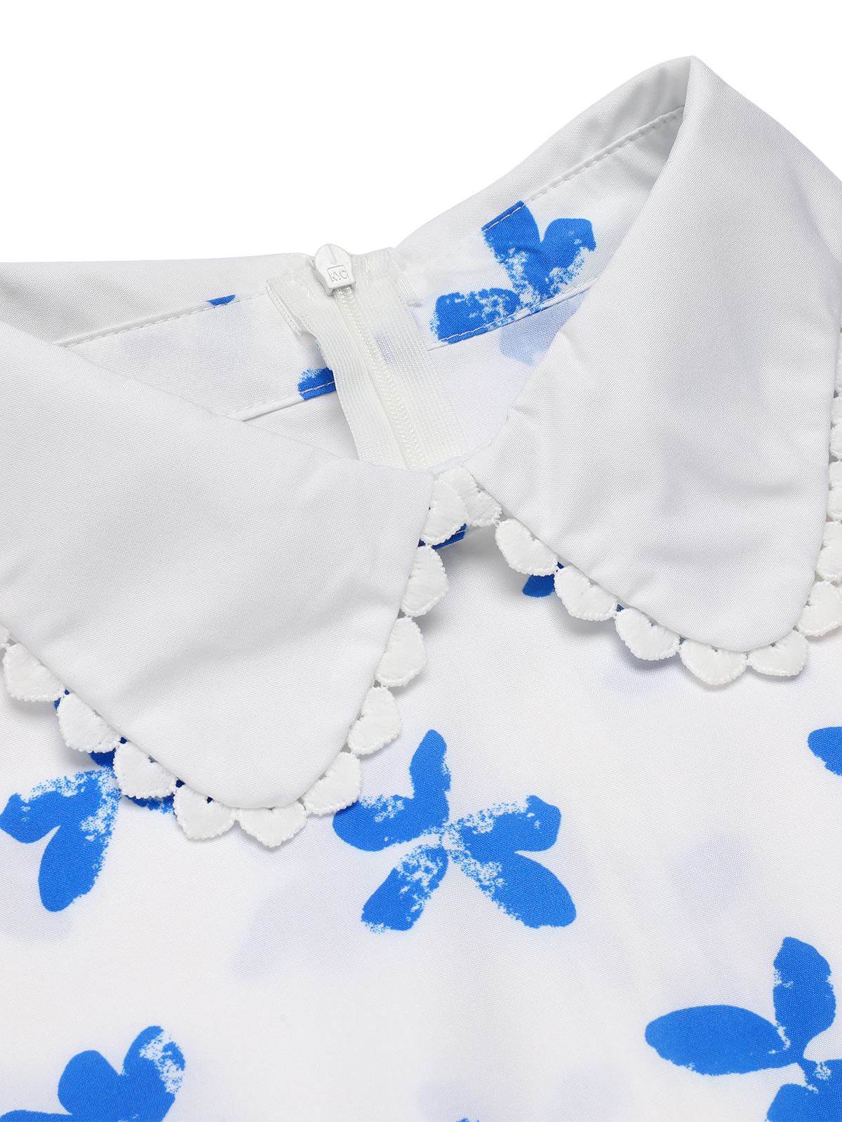 Blue Butterfly Doll Neck Dress