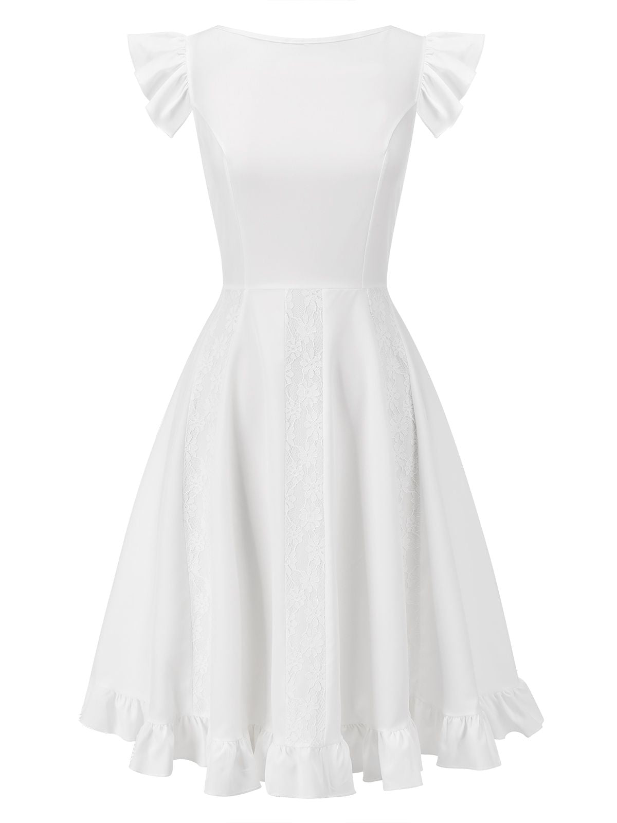 White Lace Patchwork Solid Dress