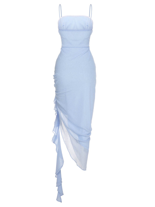 Light Blue Glitter Strap Dress