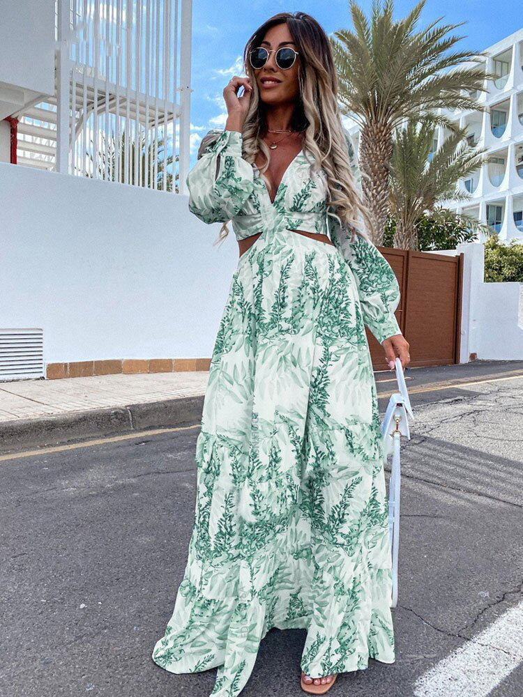 Ivyshape | Women's Cool Maxi Dress Long Sleeve