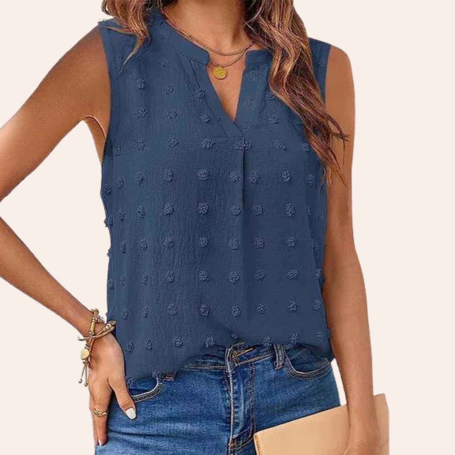 Ivyshape | Women's Sleeveless Blouse V-Neck