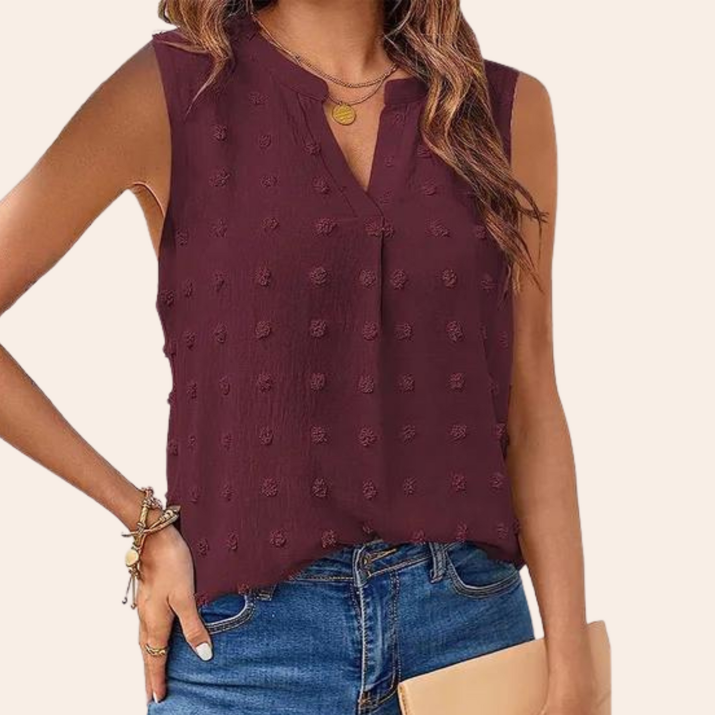 Ivyshape | Women's Sleeveless Blouse V-Neck