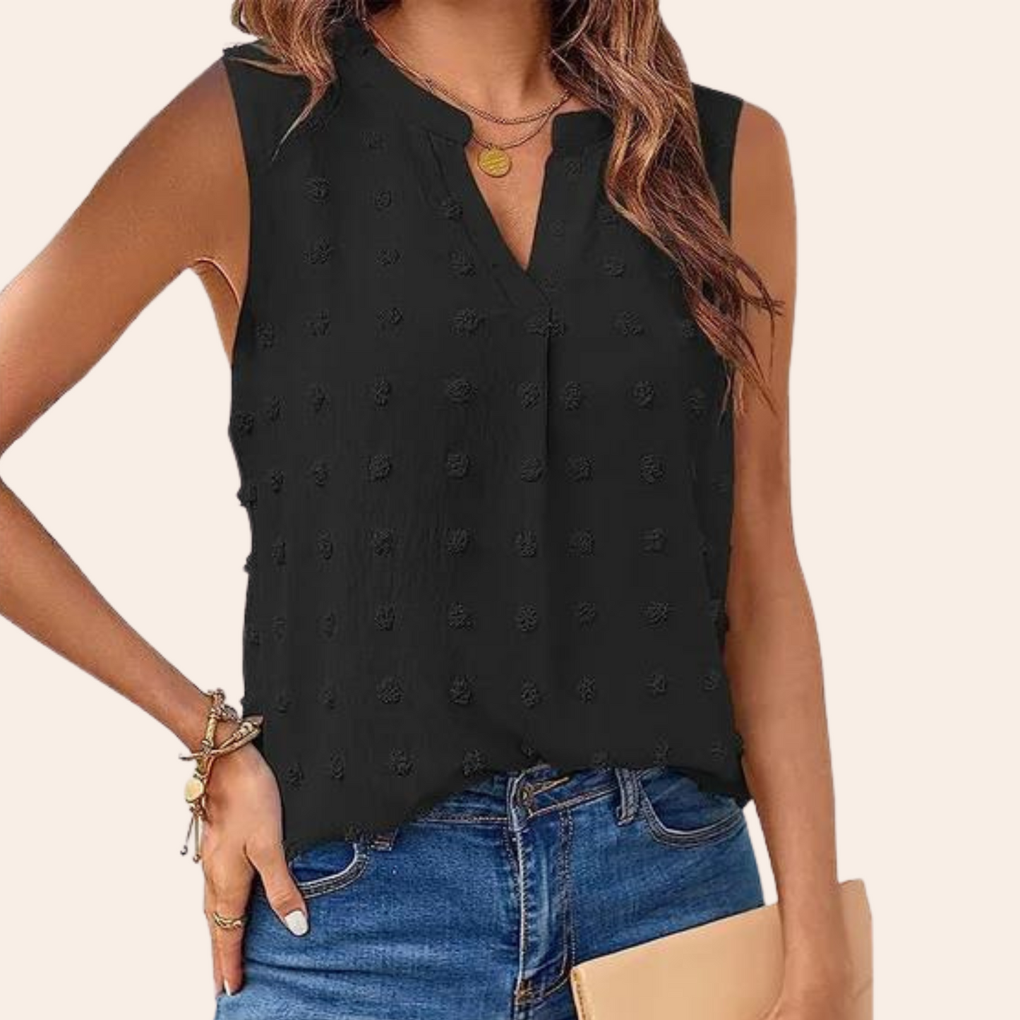 Ivyshape | Women's Sleeveless Blouse V-Neck