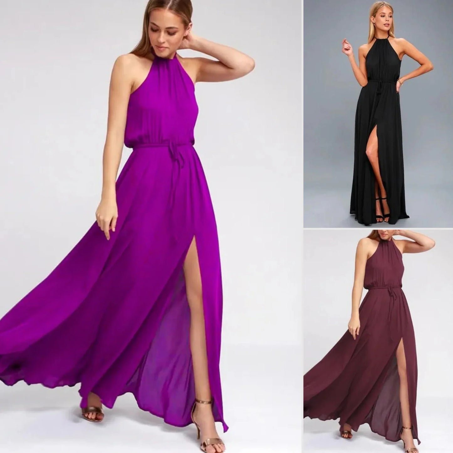 Ivyshape | Women's Elegant Long Halter Dress Formal