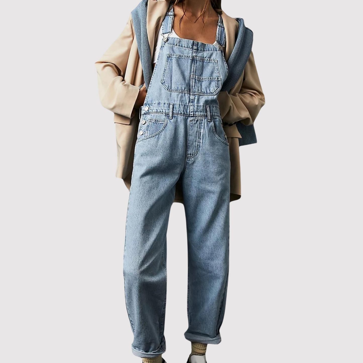 Ivyshape | Wide Leg Denim Overalls