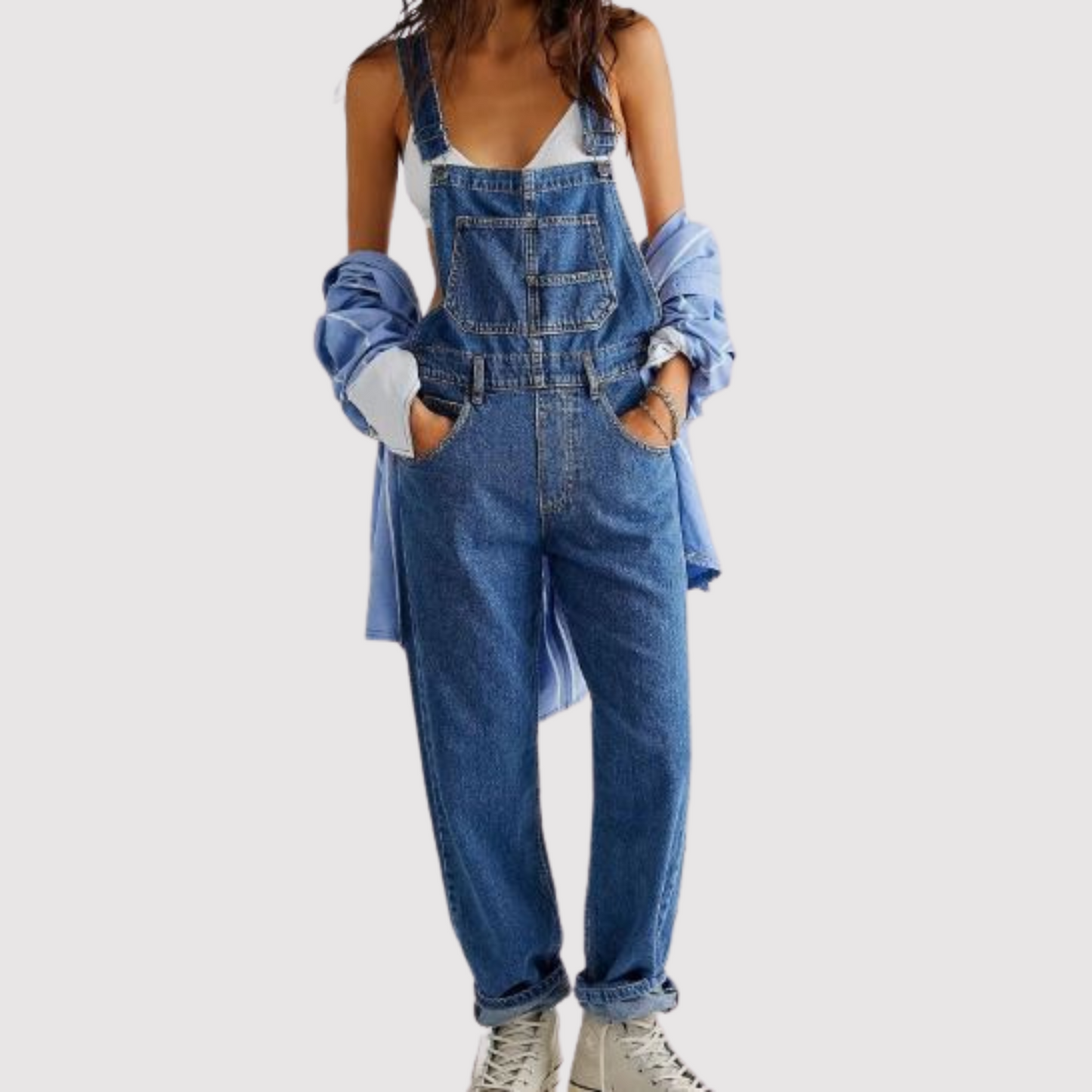 Ivyshape | Wide Leg Denim Overalls