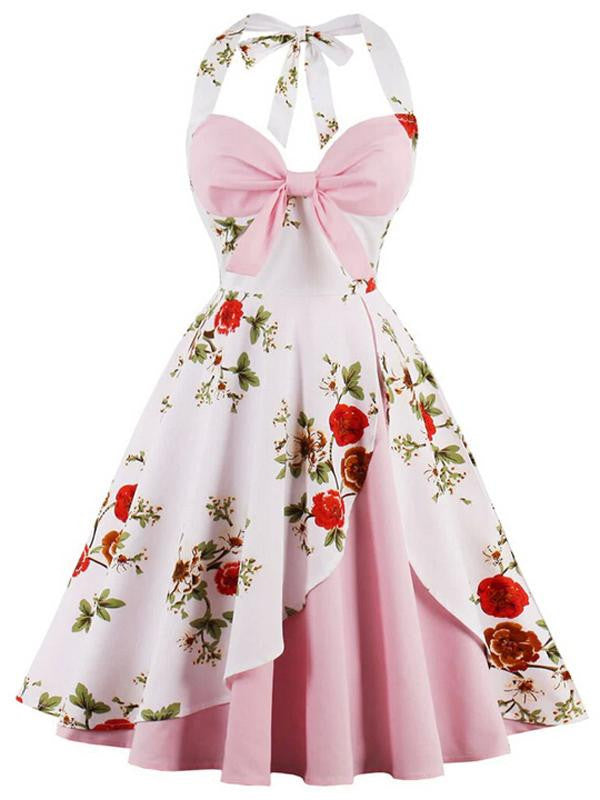 Halter Floral Swing Dress