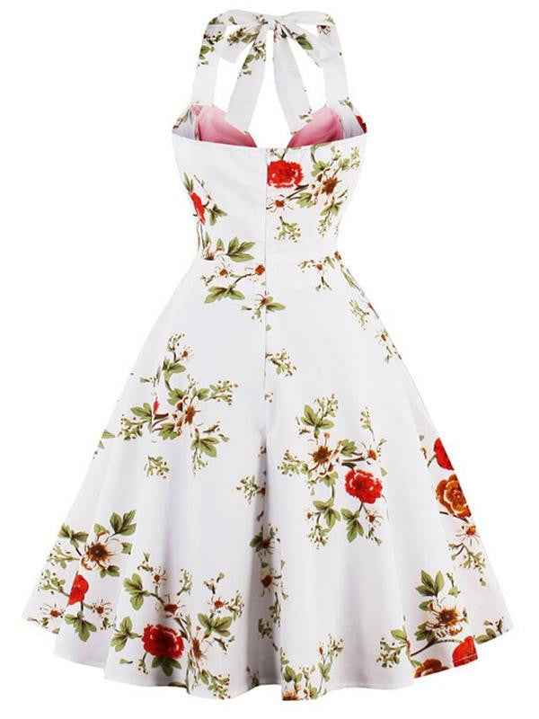 Halter Floral Swing Dress