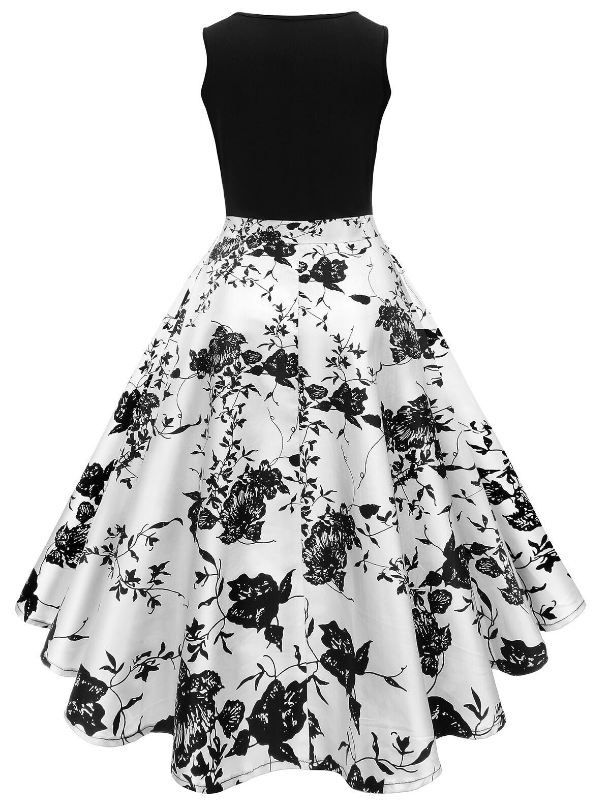 Black Floral Swing Dress