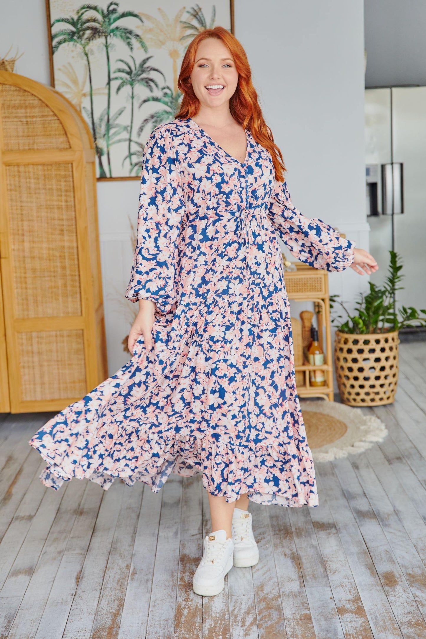 Evie Dress  - Navy Floral