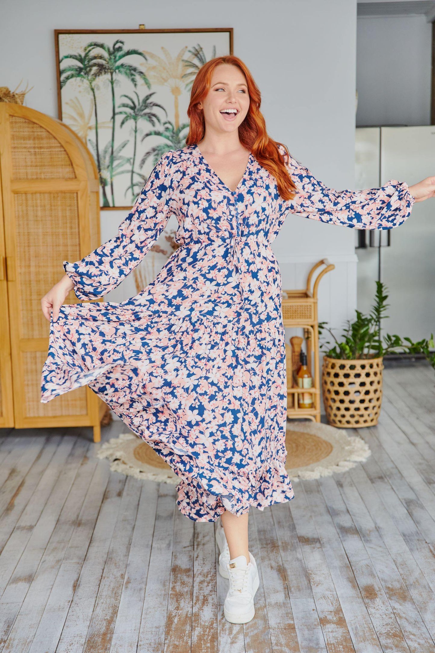 Evie Dress  - Navy Floral