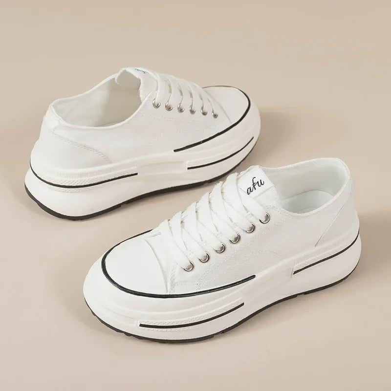 Trendy Thick-Soled Canvas Sneakers for Women