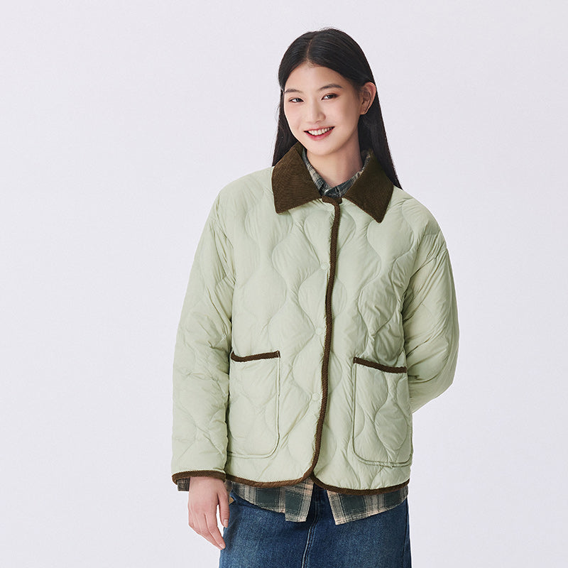 Ivyshape | Women's Medium Length Corduroy Collar Down Jacket