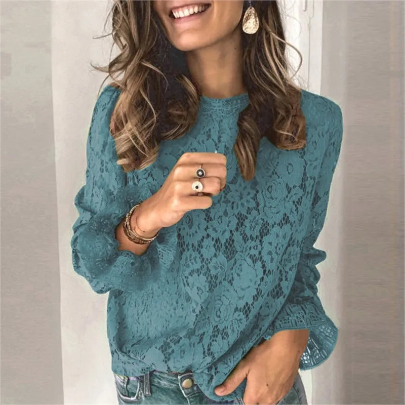 Elegant Flared Sleeve Lace Blouse for Women